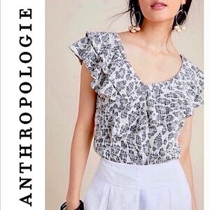 Anthro‎ Dolan Savannah Leopard print ruffle top Size XS